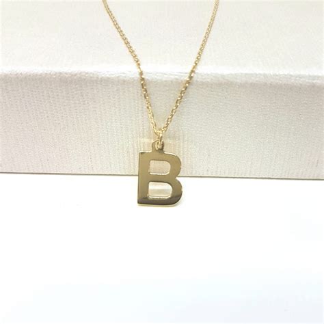 14k Real Solid Gold Personalized Initial Pendant Necklace For Women