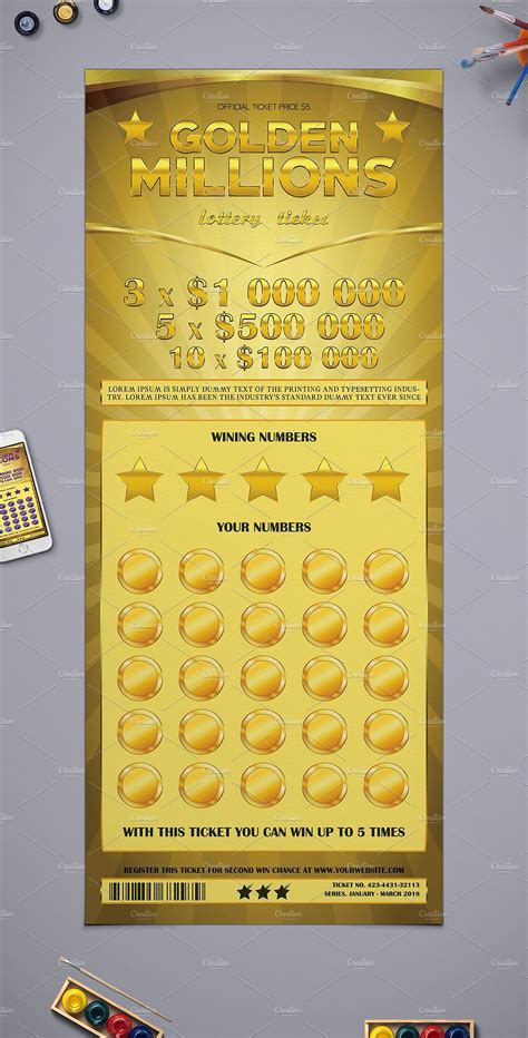 Lottery Ticket In Golden Style Lottery Ticket Design