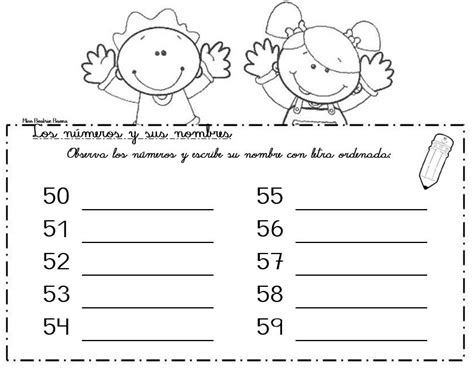 50 Al 59 Escritura De Números Matemática Primaria La Familia Del 50