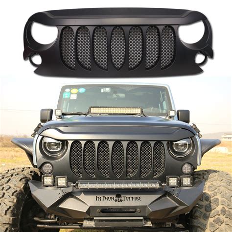 Black Abs Front Grill For Jeep Jk Wrangler 2007 2017 Car Accessories