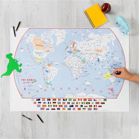Buy World Map Coloring Poster With Flags Kids Coloring Poster For