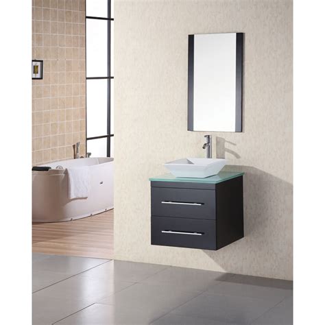 Single bathroom vanity set offers a stunning vanity and mirror set. Design Element Portland 24" Wall Mount Bathroom Vanity ...