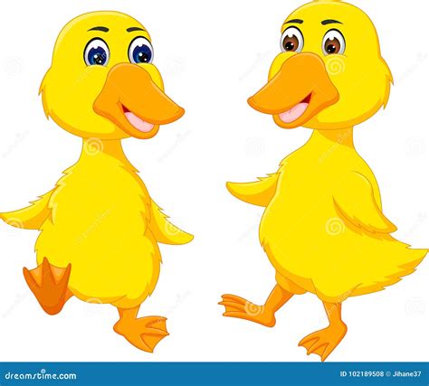 Cute Baby Duck Cartoon Dancing With Smile Stock Illustration