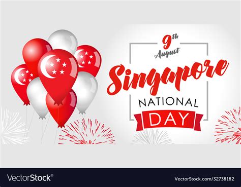 Singapore National Day Flag Balloons Poster Vector Image