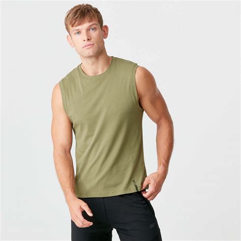 Buy Men S Luxe Classic Sleeveless T Shirt Light Olive MYPROTEIN