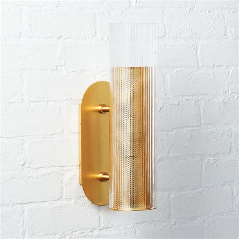 Striae Ribbed Glass Wall Sconce Reviews Cb2 In 2020 Glass Wall