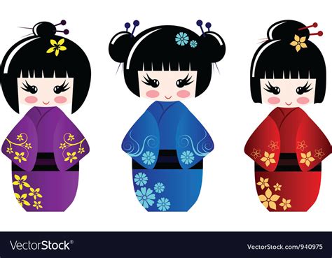 Cute Kokeshi Dolls Royalty Free Vector Image Vectorstock