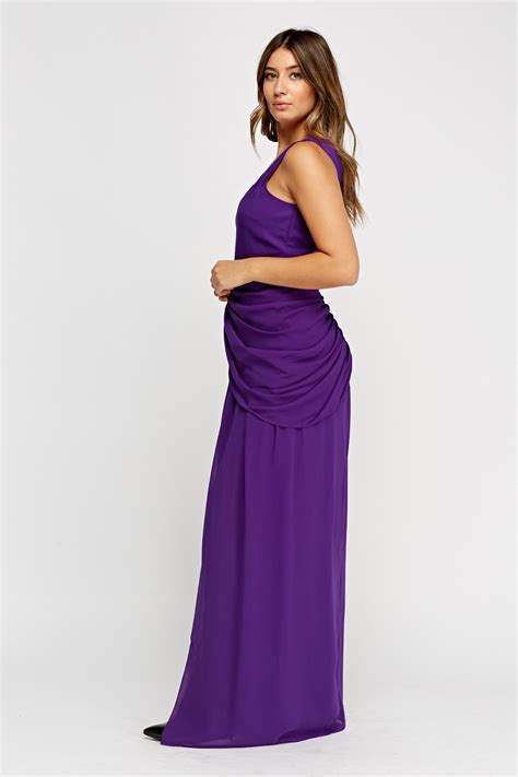 Ruched Purple Maxi Dress Just 2