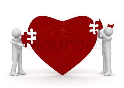 Loving Heart Romantic Puzzle Love Valentine Day Series 3d Isolated Characters Stock Image