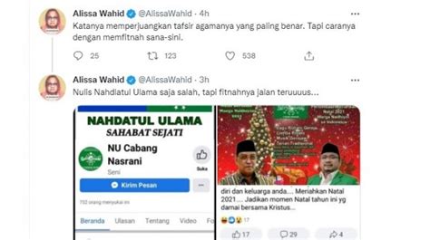 Alissa Wahid Kecam Oknum Yang Buat Fanpage Facebook Nu Cabang Nasrani