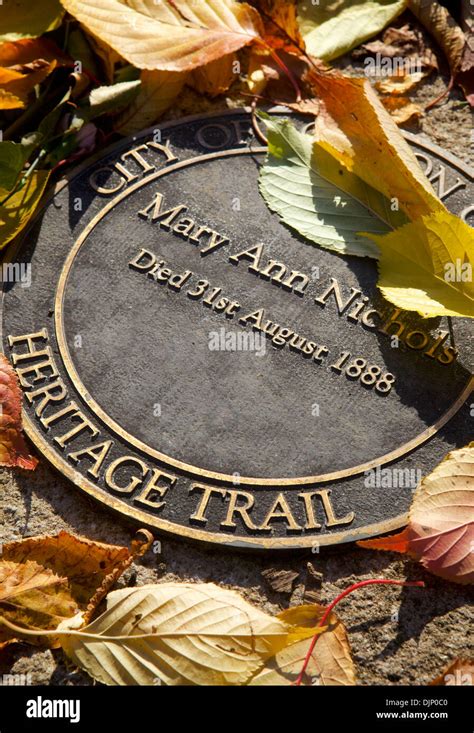 Memorial Marker Grave To Mary Ann Nichols Victim Of Jack The Ripper