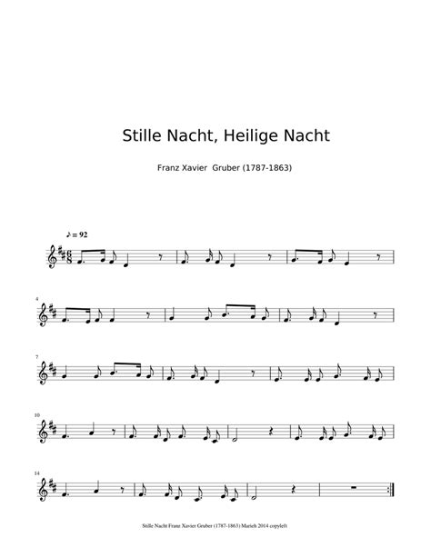 Stille Nacht Heilige Nacht Sheet Music For Voice Guitar Download