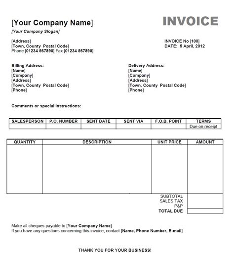 Microsoft Word Invoice Template 2003 Invoice Template Ideas