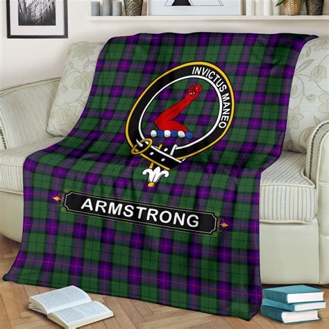Armstrong Crest Tartan Blanket Tartan Home Decor Scottish Clan