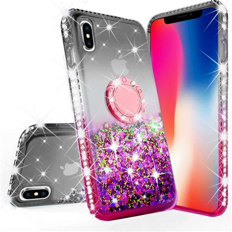 Iphone Xs Max 2018 Case Glitter Liquid Floating Quicksand Phone Case Girls Women Kickstand
