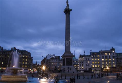 Trafalgar Square In The Blue Hour London Editorial Photography Image