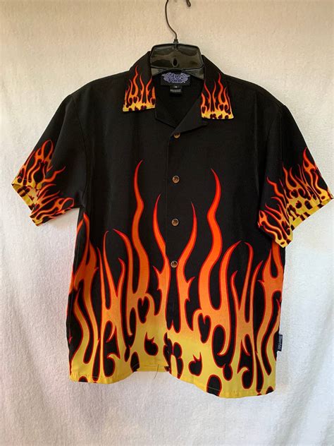 Vintage Vintage Fire Flames Button Up Shirt Guy Fieri Sport Grailed