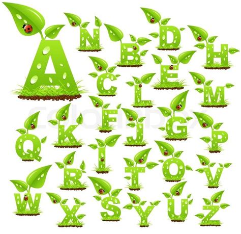 Stock Vector Of Nature Alphabet Alfabeto Escrito A Mano Fuentes