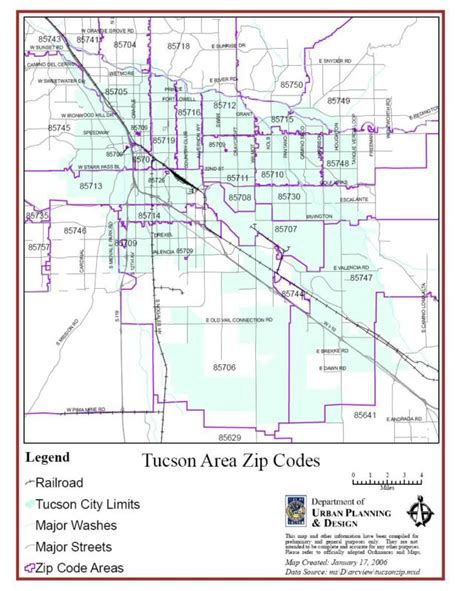 Tucson Zip Code Map United States Map