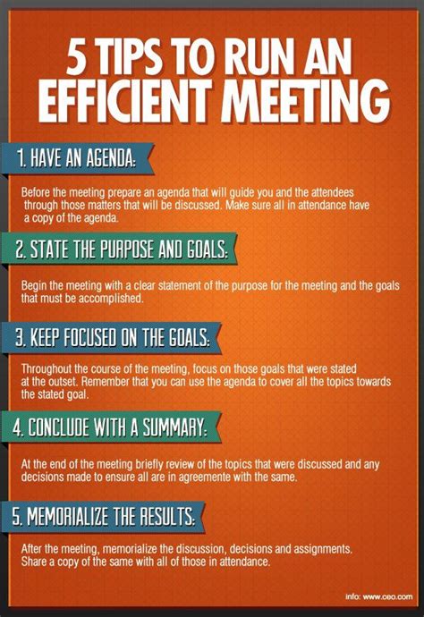 5 Tips To Run An Efficient Meeting Business Leadership Leadership