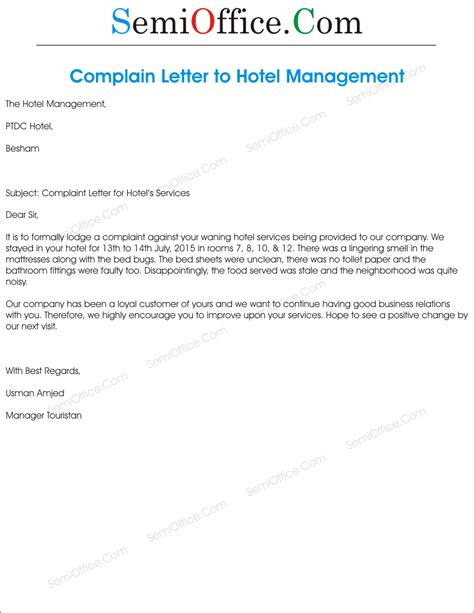 Browse cover letter examples for housekeeping jobs. Complaint Letter to Hotel Management