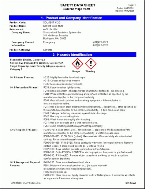 Ghs Sds Template Osha Ghs Sds Example Quotes Success For Hmis Label