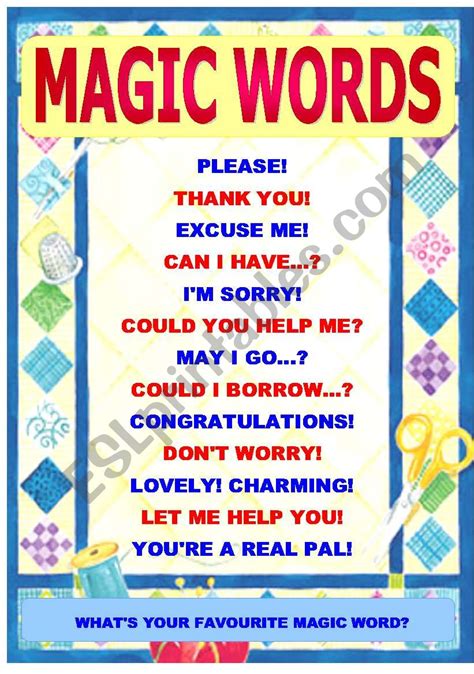 Magic Words Of Politeness Classroom Poster Stickers Ideas Magic