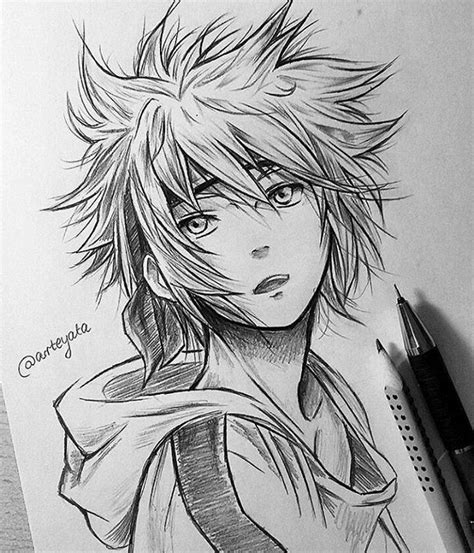 A Pencil Drawing Of An Anime Character