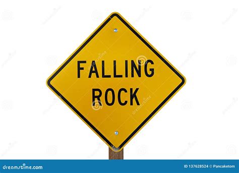 Falling Rock Sign Stock Photo Image Of Yellow Roadsign 137628524