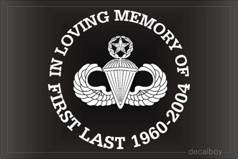 Airborne Parachutist Badge Memorial Decal