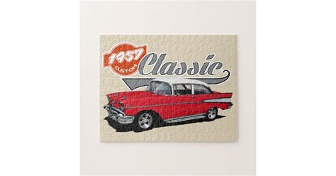Red 1957 Classic Car Jigsaw Puzzle Zazzle