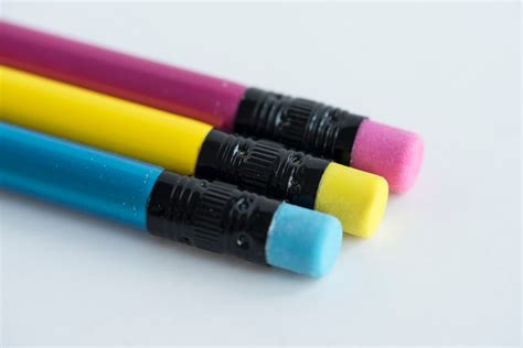 Free Photo Colorful Eraser Isolated On Whtie Background