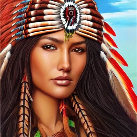 Krea Beautiful Native American Woman Wearing Headdress Ultra Detail Art By Artgerm Amanda
