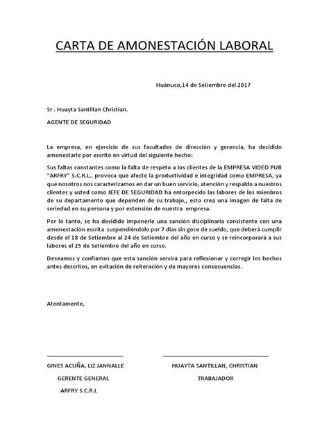Carta De Amonestacion Laboral Pdf