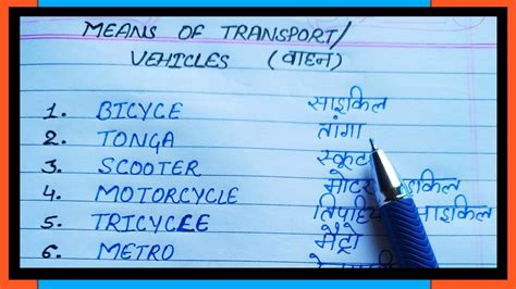 Means Of Transport In English And Hindi Vehicle Ke Naam Name Of