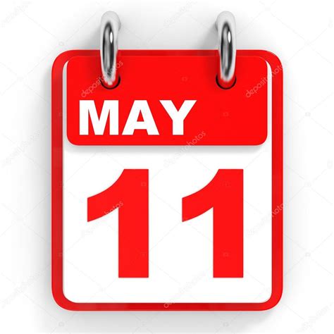 Calendario Sobre Fondo Blanco 11 De Mayo Fotografía De Stock