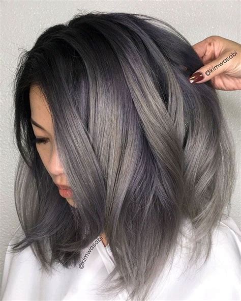 Gray Balayage Balayage Hair Trendy Hair Color Hair Color Dark Gray