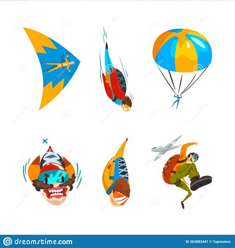 Man Paratrooper Or Parachutist Paragliding With Winged Paraglider And