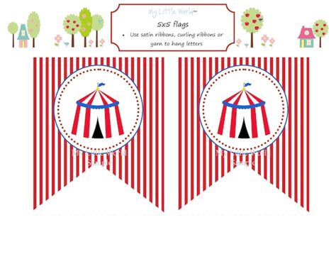 Circus Birthday Banner Diy Printable Flags With Childs