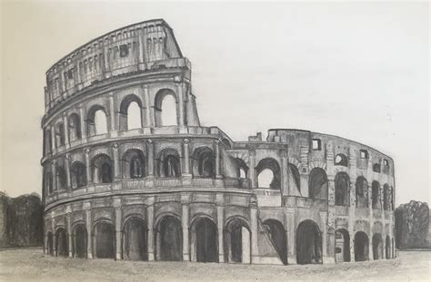 Coliseo De Roma Lápiz Dibujos Comprar Arte Original