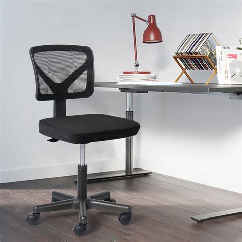 Armless Office Desk Chair Low Back Mesh Computer Task Chair With Swivel