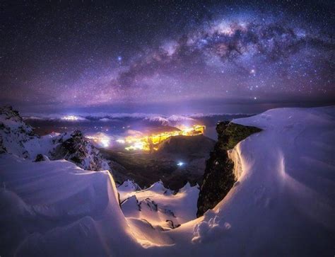 Landscape Nature Milky Way Galaxy City Starry Night