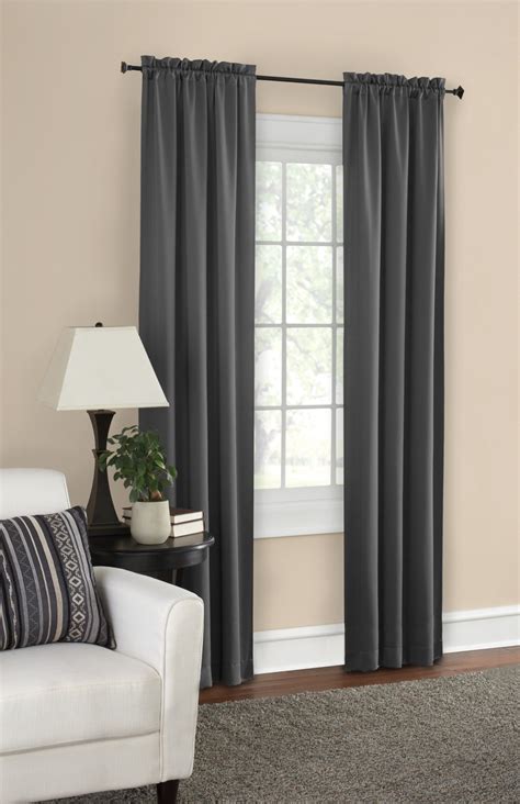 Mainstays Solid Color Room Darkening Rod Pocket Curtain Panel Set Of 2