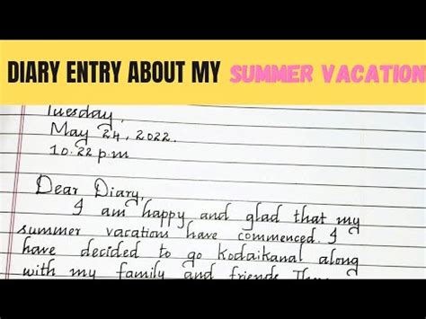 Diary Entry About My Summer Vacation Diary Writing Neat And Clean Handwriting YouTube