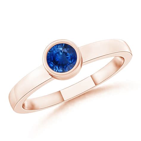 Bezel Set Solitaire Round Blue Sapphire Stackable Ring Angara Australia