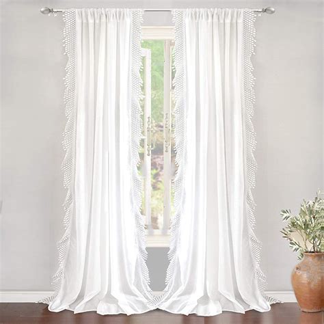 Driftaway Ava Lace And Crochet Trim Voile Sheer Window Curtains Rod