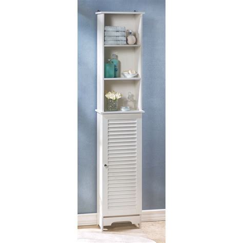 When it comes to storage, no space in the home creates as much challenge as the bathroom. Tall Thin Narrow White Bathroom Room Shelf Organizer ...