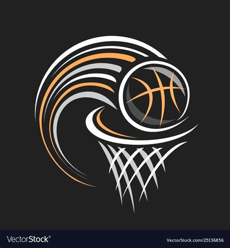 Vector Logo For Basketball Decorative Badge With Basketball Ball