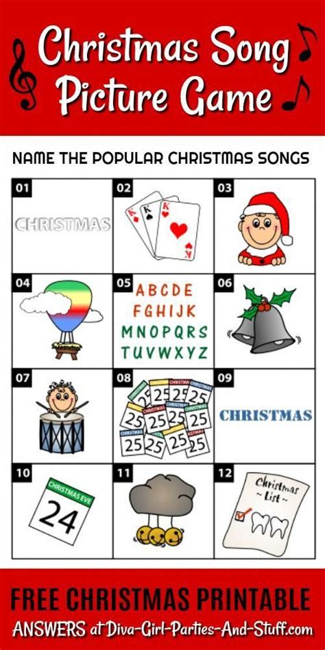 Country songs with titles so bizarre they can't possibly be real. Free printable Christmas song picture game - Name the 12 ...