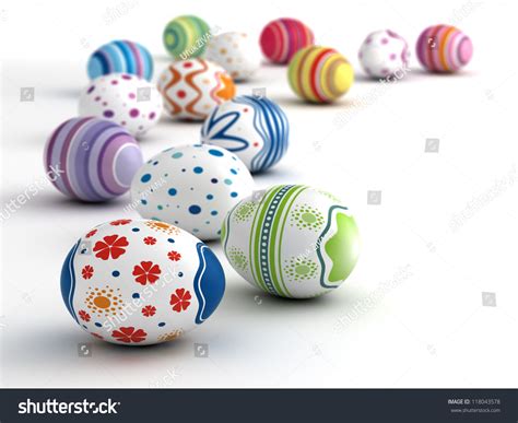 Multicolor Painted Easter Eggs Computer Generated Image Stock Photo